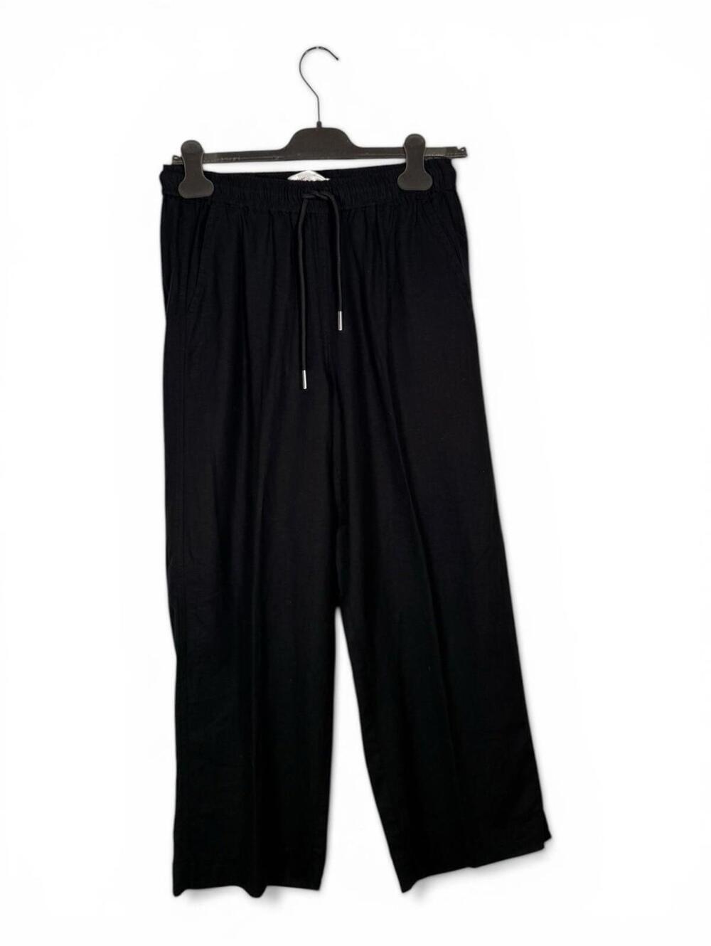 InWear US8 DrizaIW Culotte Women Medium Black Linen Wide Leg Drawstring Pants - Picture 2 of 6